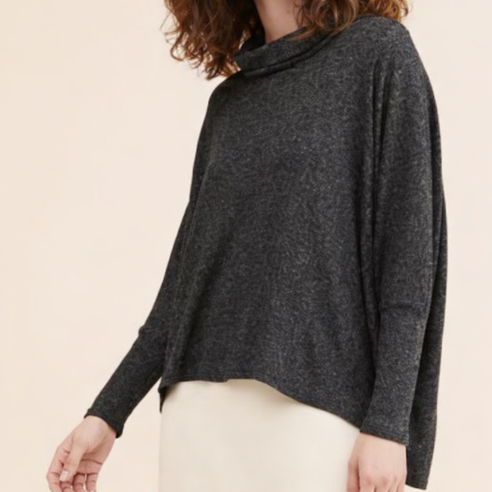 Amadi Anthropologie XS Sweatshirt Oversized Poncho Charcoal Knit Dolman Top USA‎